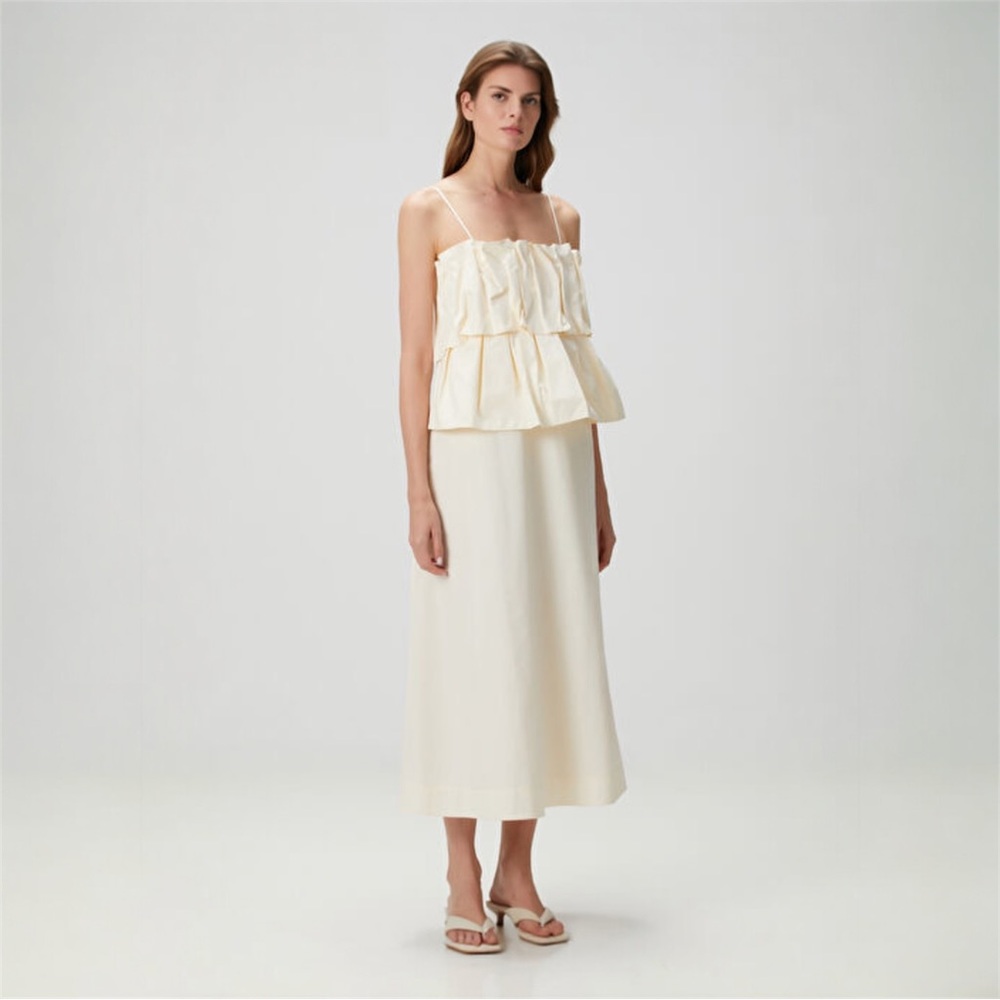 House of Dagmar Cream Sculpted Strap Midi Dress Size 4 US Small (DK 34) NWOT